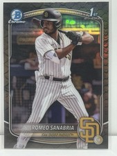 2025 Bowman Romeo Sanabria 1st Chrome Prospect Reptilian Refractor BCP-3 Padres