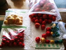 235 SATIN CHRISTMAS TREE GARLAND BALLS ORNAMENT RED GREEN BLUE GOLD FEATHER TREE