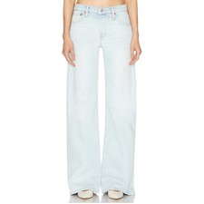 RE/DONE Mid Rise Wide Leg Jeans Acqua size 29 Structured Zipper Cotton Blend
