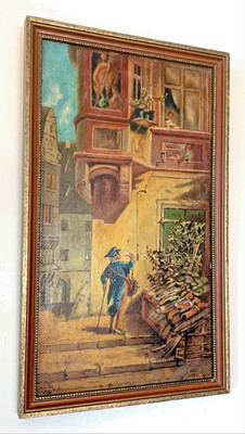 1943 Oil Painting ''The Love Letter'' Attrib. Prof. Paul Geissler Munich Spitzweg