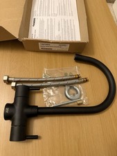 Howdens Rienza Monobloc Matt Black Swan Neck 2 lever Kitchen Tap TAP3402 New/box