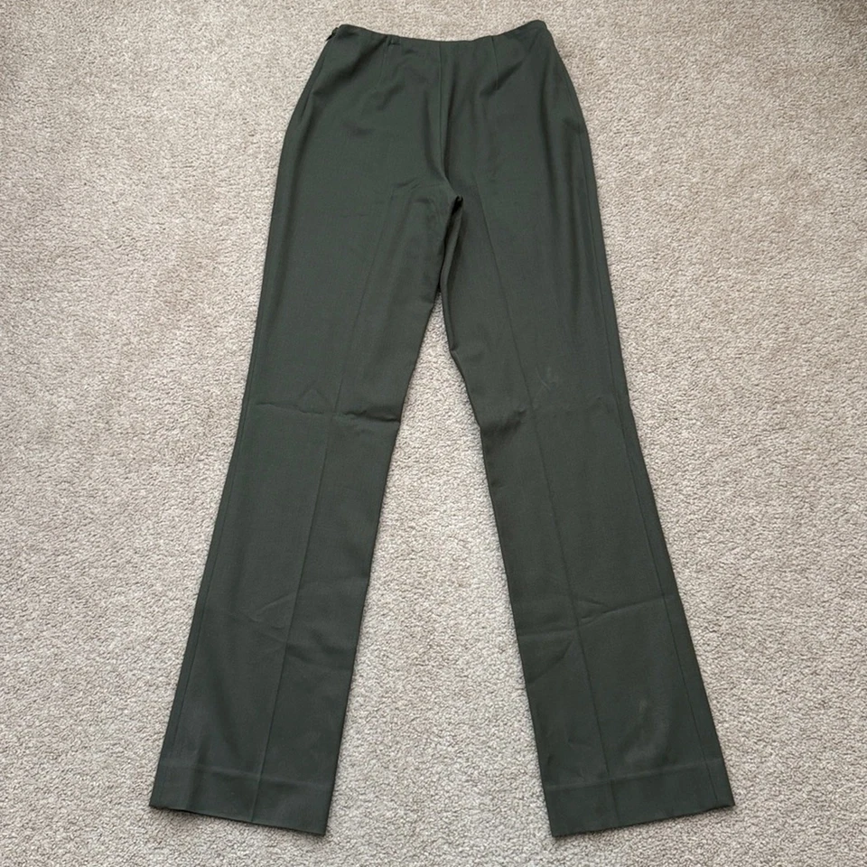 Pantalones Ralph Lauren Etiqueta Negra Mezcla Lana Verde Oliva Pierna Recta Talla 4 Foto 3 de 4