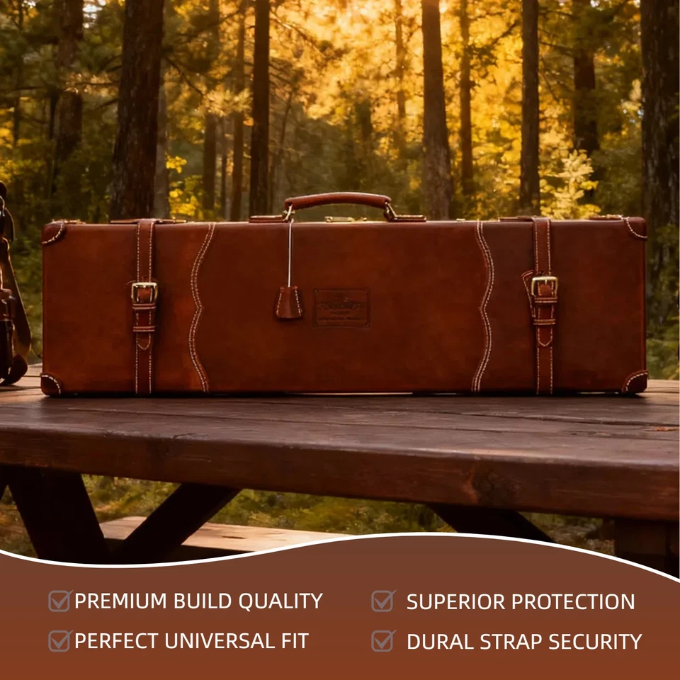 Tourbon Retro Leather Takedown Shotgun Safe Storage 28-32inch Barrel-Hard Case - Image 2 of 4