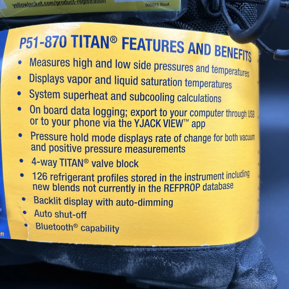 Yellow Jacket P51-870 Titan Digital Manifold 40877 Kit - Image 4 of 4
