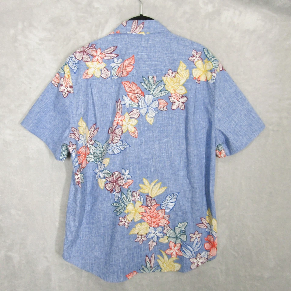 Reyn Spooner Tailored Mens Medium Floral Hawaiian Shirt Blue Aloha - Image 2 of 4