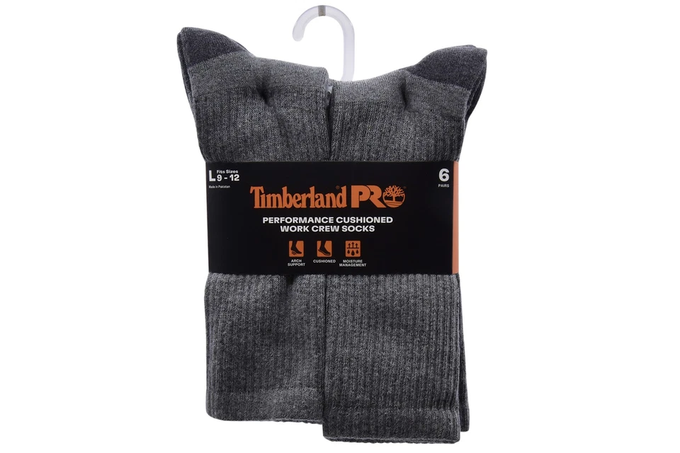 Timberland Hombre 6 Pares Calcetines Acolchados Trabajo Crew Pro Foto 2 de 2