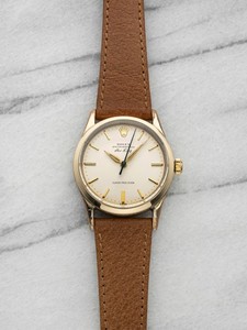 Authentic Vintage 1960 Rolex Air-King 5500 Gold Plated Matte White Dial Auto 34mm