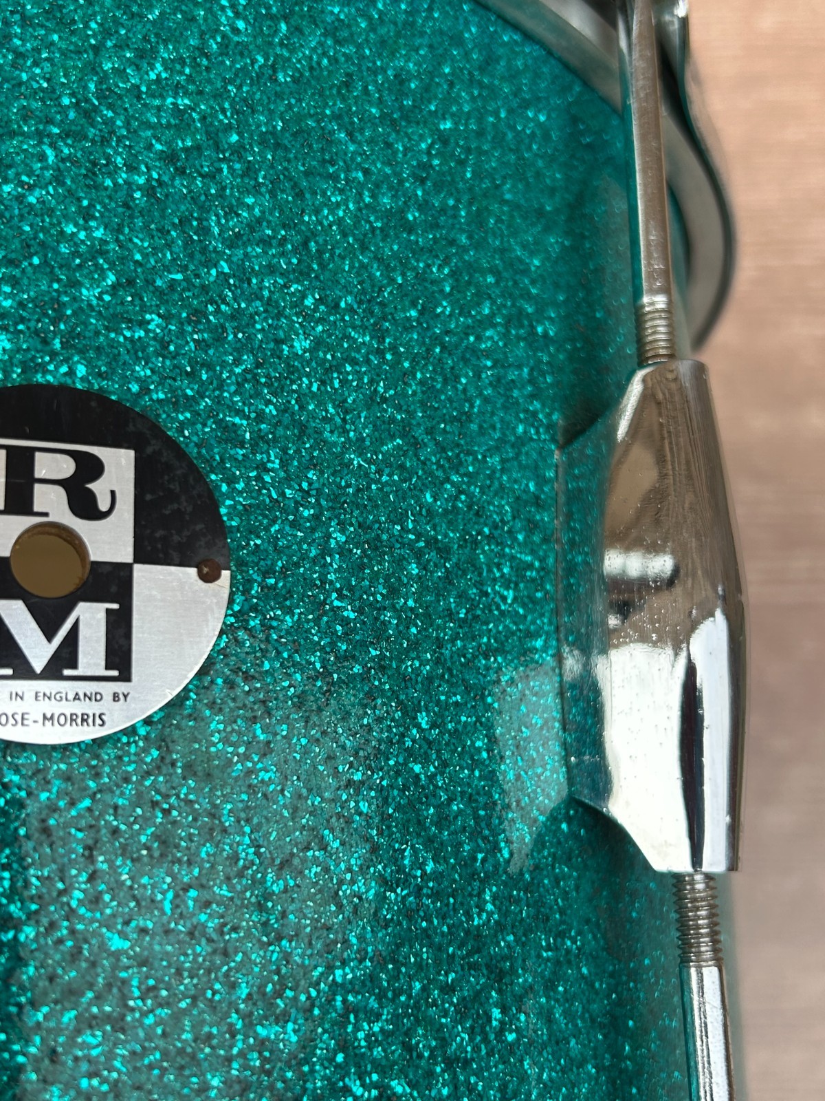 Vintage ROSE MORRIS 12''x08'' 6-lug Rack Tom Birch-Green Spackle **VIDEO DEMO** photo 6