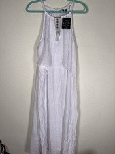 mille gabrielle Womens Plus 2X White Solid Halter Sleeveless Layered Maxi