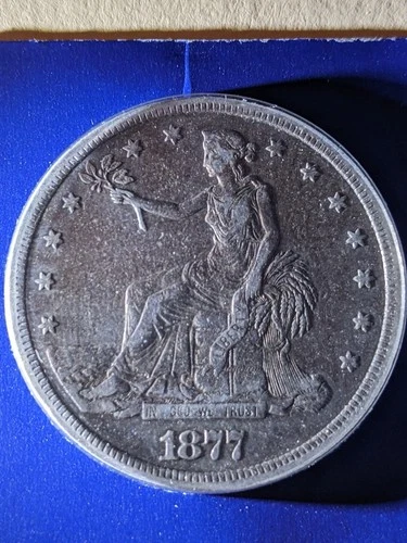 US 1877 San Francisco $1 Trade Dollar Silver Coin 900 Fine