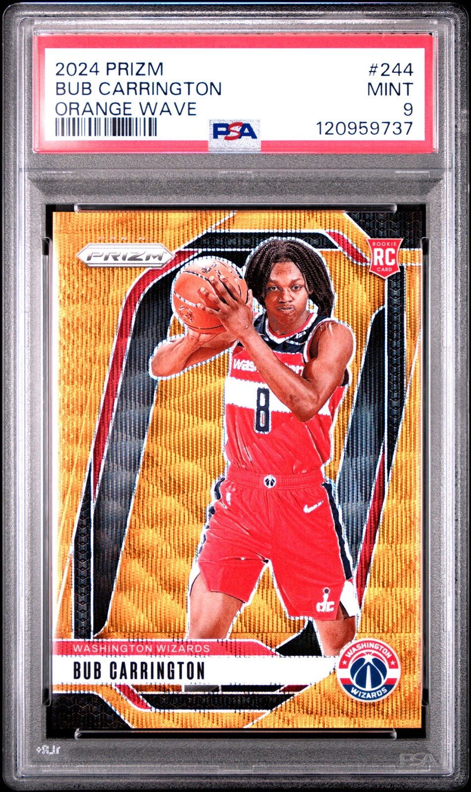 2024 PANINI PRIZM ORANGE WAVE #244 BUB CARRINGTON 28/60 PSA 9