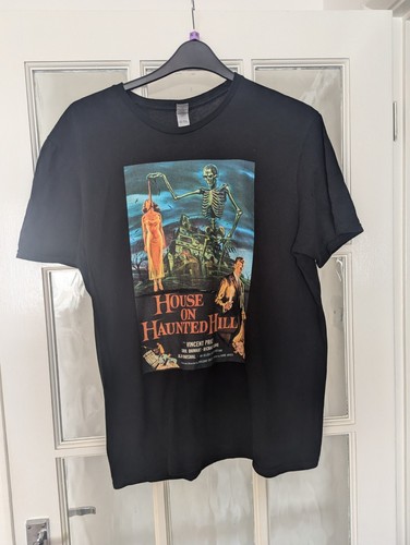 Vintage T-Shirt House on Haunted Hill, Herren Blasize L +18 Rare Movie 💯 Baumwolle