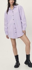 Nasty Gal Lilac Shirt Dress Collared Button Long Sleeve Plus Size US 16