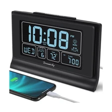 DreamSky Alarm Clocks for Bedrooms with Battery Backup, Auto Set Di... Fast Ship