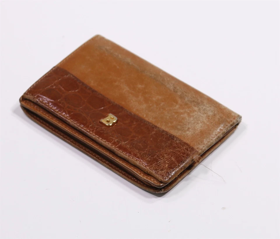 Cartera portatarjetas Bally marrón plegable borde cocodrilo Foto 3 de 4