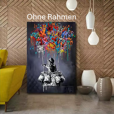 Street-Art Ballonjunge im Banksy-Style - Leinwanddruck 50x70cm OHNE Rahmen