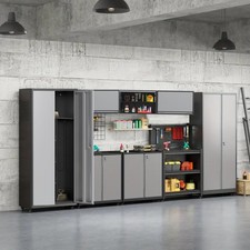 Garage Storage Cabinet System 8 Pcs Garage Workshop Set W/Steel Cabinet Shelving