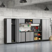 Garage Storage Cabinet System 8 Pcs Garage Workshop Set W/Steel Cabinet Shelving