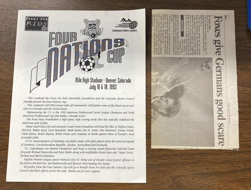 RARE 1993 Colorado Foxes Soccer Four Nations Cup Lot Copenhagen Kaisterslauten
