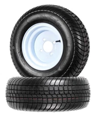 eCustomrim 2-Pk Trailer Tires Rims 205/65-10 20.5X8.0-10 LRC 4 Lug White Wheel