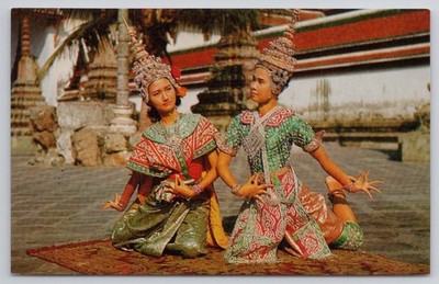 Vintage Thai Classical Dancing Postcard Bangkok Thailand Golden Peninsula