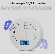 Carbon Monoxide Detector Warning Alarm Sensor LED Digital Battery Powered