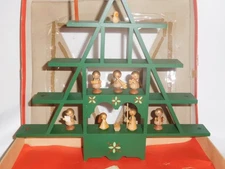 Vintage 1966 Miniature Christmas Tree Nativity Set GOULA SPAIN Complete Clean