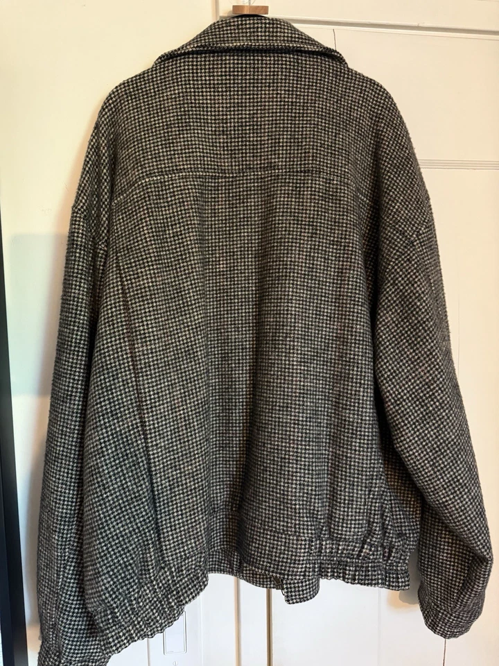 Vintage Brooks Brothers Xl Wool Tweed Houndstooth Bomber/harrington Jacket - Image 2 of 4