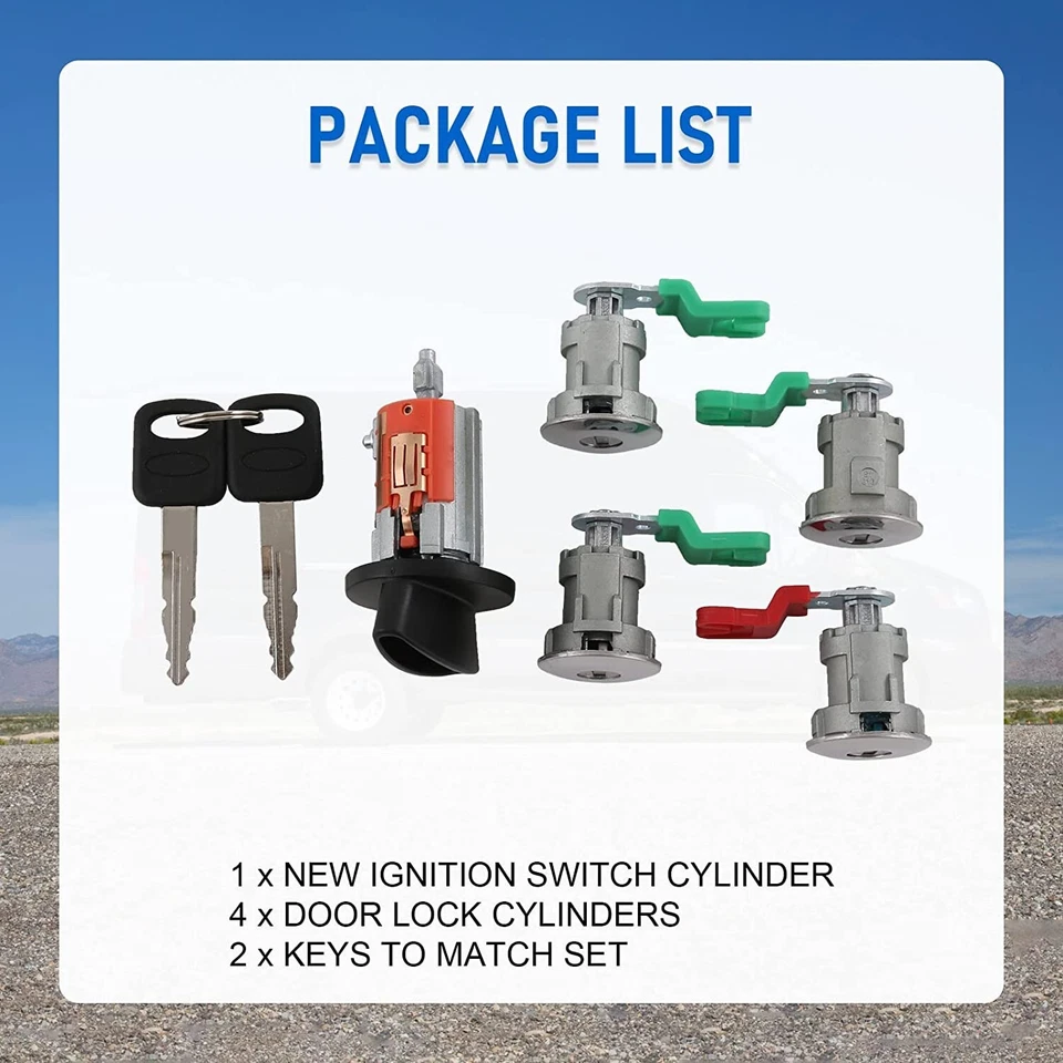 Juego de cilindro de encendido y cerradura de 4 puertas 703369 para furgoneta Ford Econoline E150 E250 E350 Foto 3 de 4
