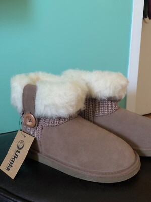 Ukala 100% Australian Merino Girl Boots Size 4 Brand New With Box Color Taupe