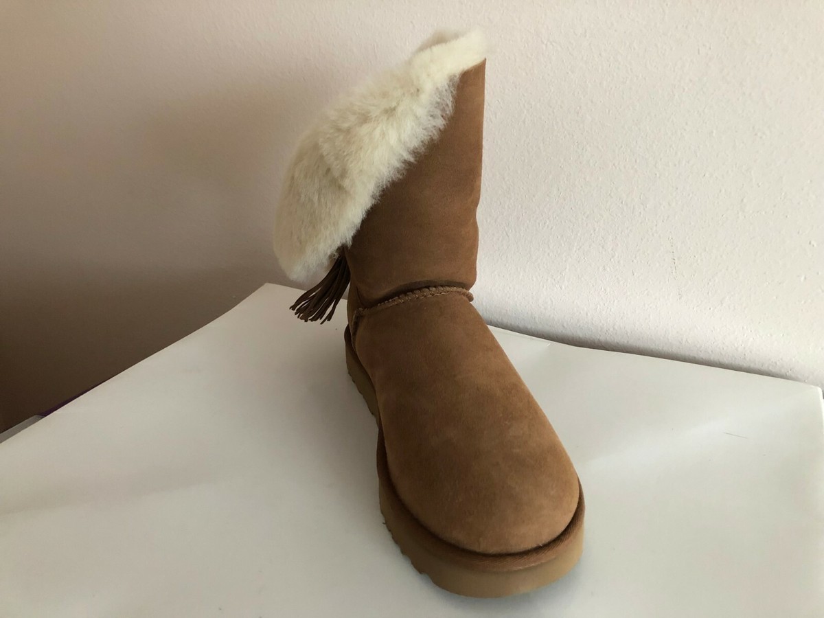 NEW WOMENS UGG AUSTRALIA CLASSIC CHARM SUEDE BOOTS CHESTNUT $230+