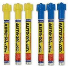 U.S. Chemical & Plastics AUTOWRITER PENS Yellow & Blue - 6 Pens (3-YELLOW 3-BLUE