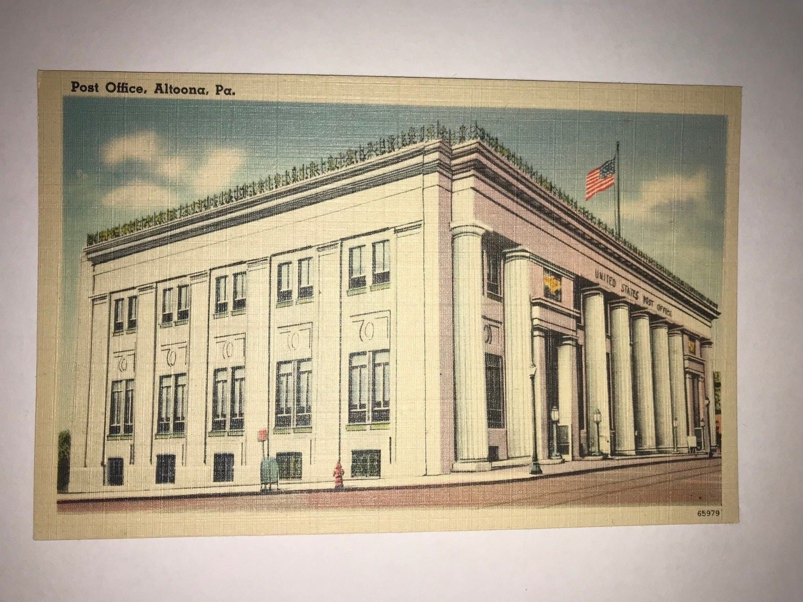 UNCIRCULATED POST OFFICE ALTOONA PA POSTCARD 65979 LINEN TICHNOR BROS
