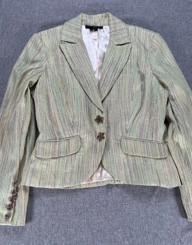 E от Eci две кнопки блейзер костюм куртка женщин 4 v-образным вырезом многоцветный полоски металлик - Изображение 4 из 4