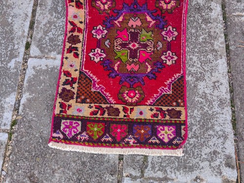 Vintage Hand Knotted Oushak Runner, Turkish Wool Rug, Bohemian Style Runner - Picture 4 of 12