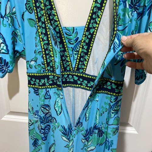Lilly Pulitzer Dress Ilia Elbow Sleeve Maxi Kimono Plant One On You Size 00 New - Picture 5 of 13