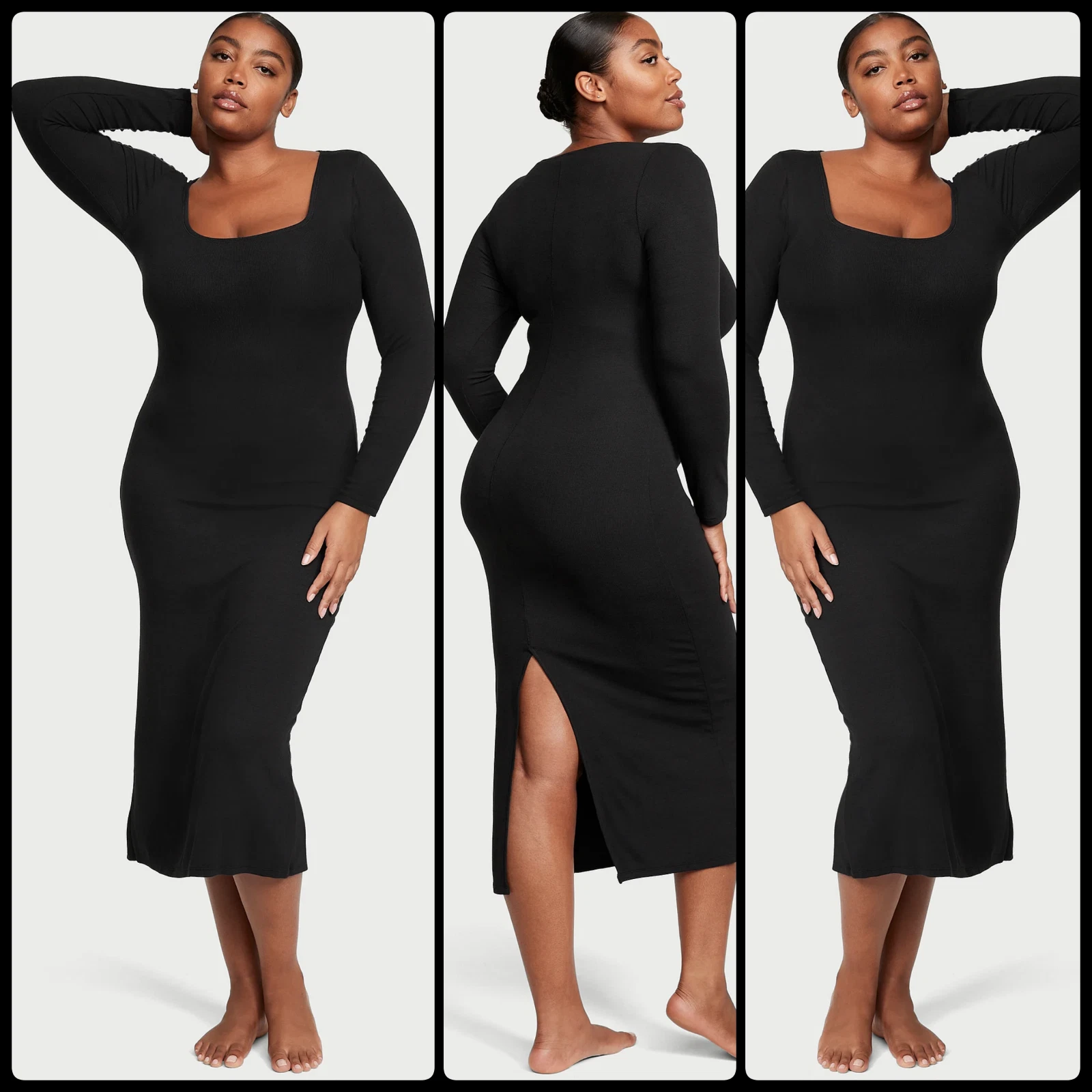 UNDERCOVER Abito Victoria's Secret nero a costine modal manica lunga slip Taglia ⇒ XL