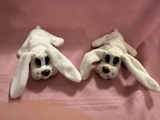 2 VINTAGE 1995 FLOPPY EARS POUND PUPPIES GALOOB PUPPY DOGS OFF WHITE PLUSH