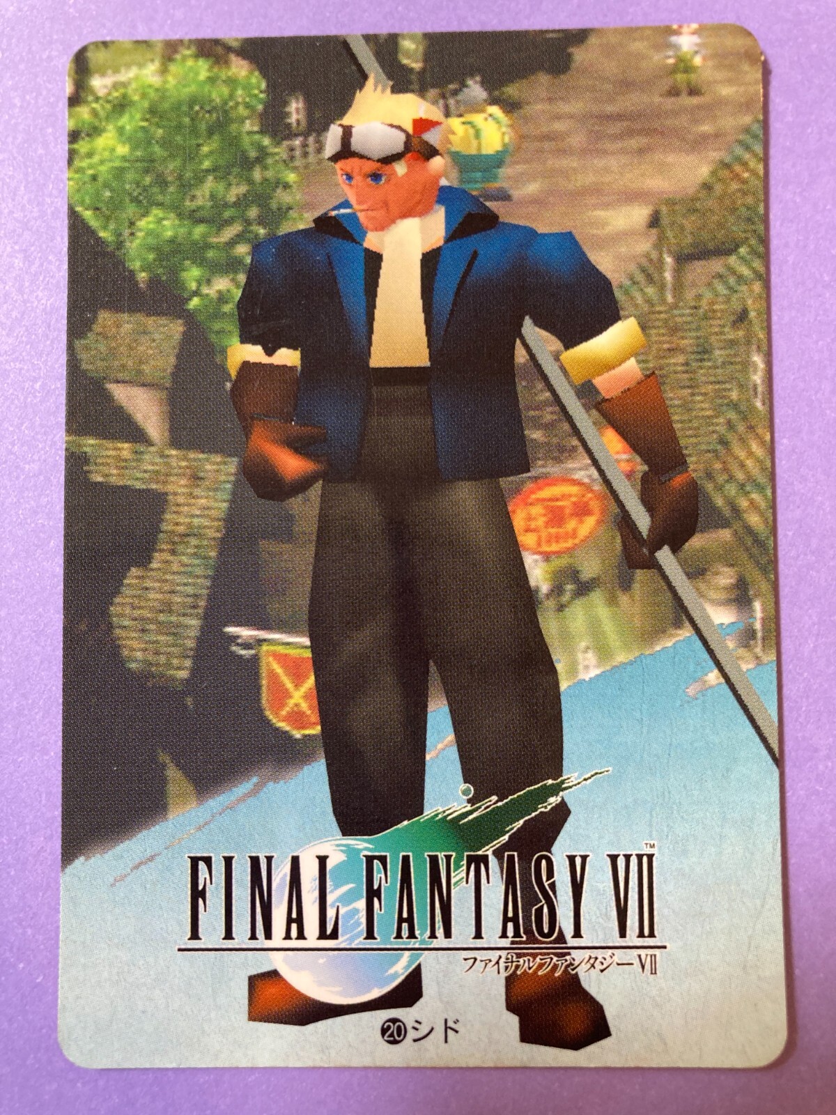 Tarjeta coleccionable Final Fantasy VII FF7 Cid Highwind 1997 Bandai japonesa PS1 cuadrada