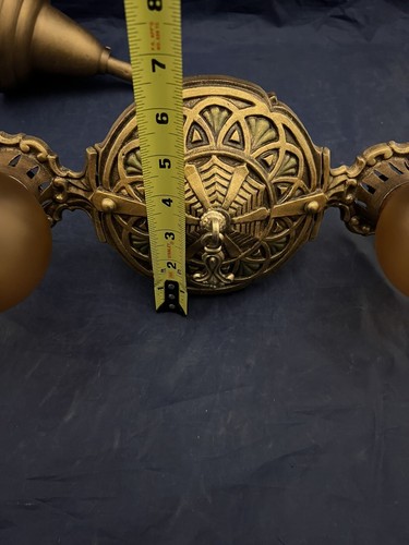 Rare Antique Two Socket light Fixture Polychrome Finish Rewired 3G - 第 5/8 張圖片