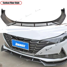 For 2021-23 Hyundai Elantra 4DR Carbon Fiber Style Front Bumper Lip Splitter Kit