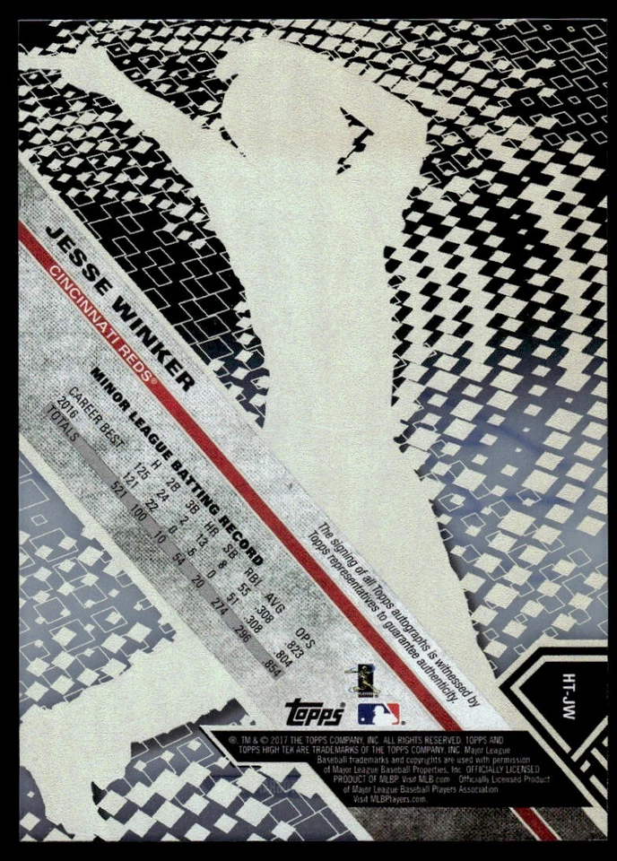 2017 Topps High Tek Autographs Jesse Winker Rookie Auto Cincinnati Reds #HT-JW - Image 2 of 2