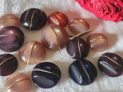 Lot De 6 Boutons Vintage Noir élégant Avec Panache - 2,2 Et 2,6 Cm - Réf 5520