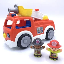 2014 Fisher Price Little People Lift'n Lower Fire Truck Lights Sounds Tested EUC