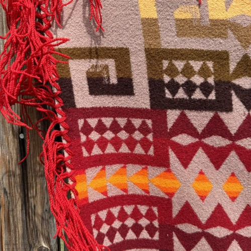 1930s Pendleton Chief Joseph Aztec Tasseled Edge Woolen Mills Blanket 60" x 68" - Picture 3 of 16