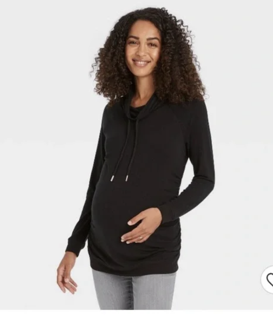 black cowl neck sweatshirt