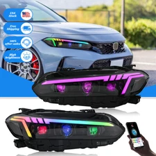 Pair RGB LED Headlights For 11th Gen Honda Civic 2022-2026 Demon Eyes Animation