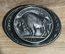 Buffalo Nickel United States of America Five Cents Metal Belt Buckle Repaired