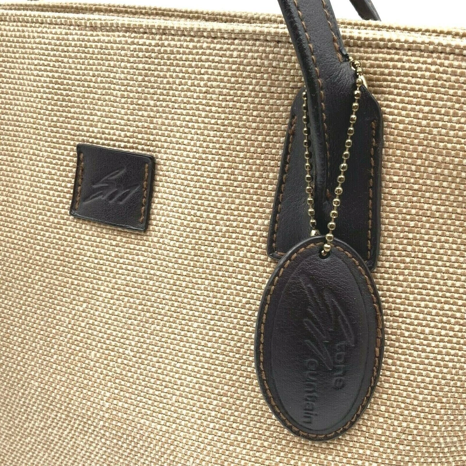 Bolsa de mão Stone Mountain linho bronzeado lona ombro acabamento couro marrom sintético - Imagem 2 de 4