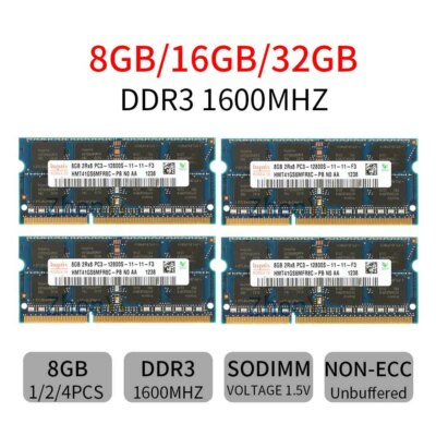 Lot De Barrettes RAM DDR3 Pour Portable Hynix - 4GB, 8GB, 16GB, 32GB, 1333/1600 MHz, 204 Broches